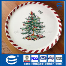Decoración de árbol de Navidad placa plana de cerámica de pizza para la Navidad
